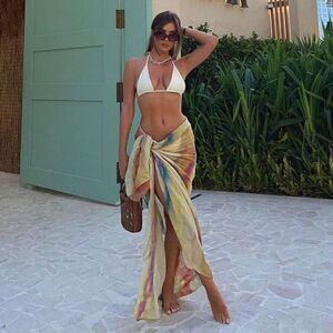 NWT ZARA TIE-DYE RAMIE WRAP SKIRT BLOGGERS FAV